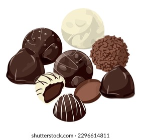 Sweet vector candy with chocolate snack icon isolated