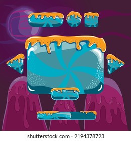Sweet vector cartoon user interface games with buttons. Can be used in game design