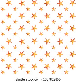 Sweet vector hand-drawn seamless starfish pattern for souveneers, t-shirt and towel prints, cards, decoration, wallpapers, textile and vacation souveneers.