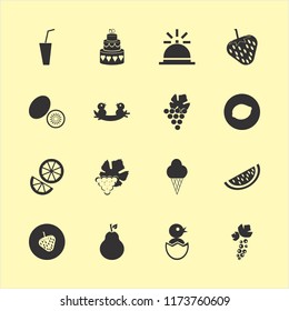 sweet vector icons set. with orange, chick egg, cake wedding and ice cream in set