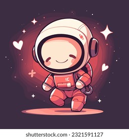 una dulce imagen vectorial de un astronauta de vacaciones que está sonriendo