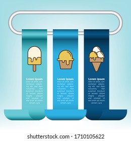 Sweet vector infographic with cup cake, ice cream.