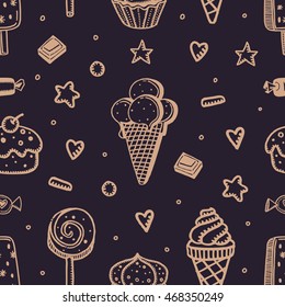 sweet vector seamless ice cream candy pattern dessert