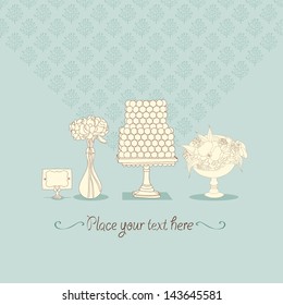 Sweet vector wedding cake illustration