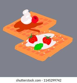 Sweet viennese waffles. Confectionary object for your design. Vector illustration