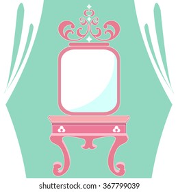 sweet and vintage dressing table,curtain for woman