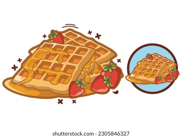 Sweet waffle icon cartoon food illustration