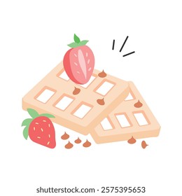 Sweet waffle with strawberry, a delicious breakfast treat