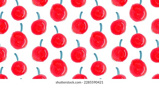 Sweet Watercolor style of cherry fruit. Beautiful seamless pattern. cute design background for food, drink and other. Find fill pattern on swatches