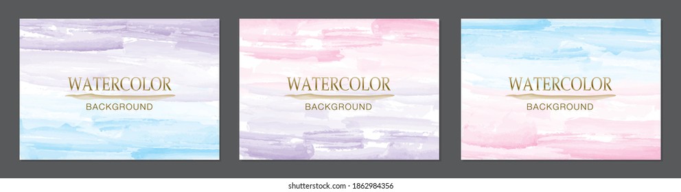 Sweet watercolor texture background vector set.