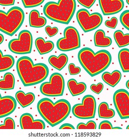 Sweet watermelon hearts. Seamless pattern.