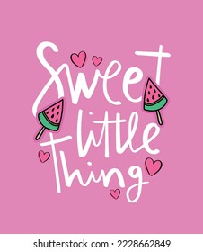 Sweet watermelon ice creams and cute pink drawings. Vector illustration design for fashion graphics, t shirt prints, posters, stickers.