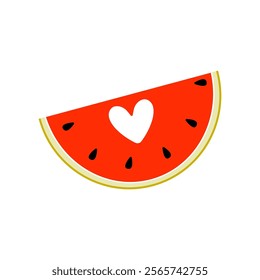 Sweet watermelon slice with heart shape design for summer vibes