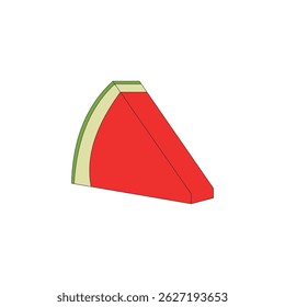 Sweet watermelon slice vector illustration on white background. Healthy fresh fruit. Summer concept