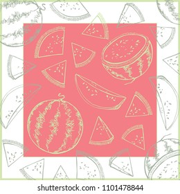 Sweet watermelon. Summer print with watermelon. Summer berry.