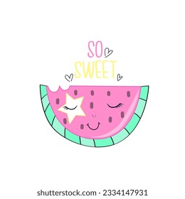 so  sweet watermelon vector illustration for t shirt print design.