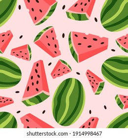 Sweet watermelon vector seamless pattern.