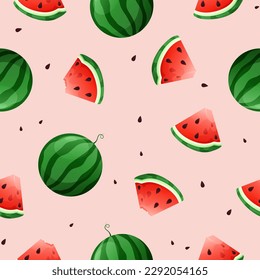 Sweet watermelon vector seamless pattern