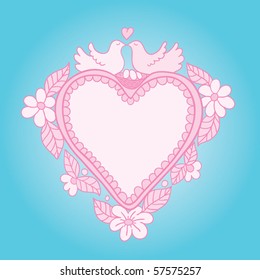 sweet wedding card with pigeons