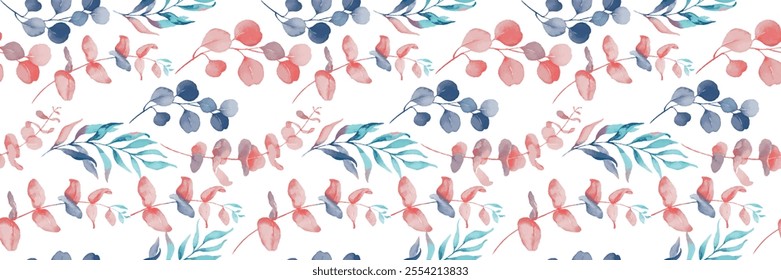 Sweet white back ground with watercolor flower seamless pattern soft pastel colors.
