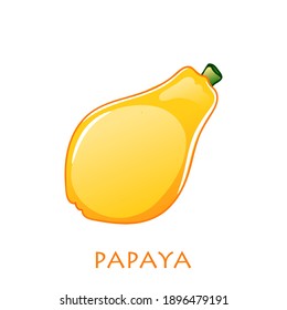 Sweet whole papaya tropical exotic fruit. Vector illustration cartoon flat icon isolated on white.