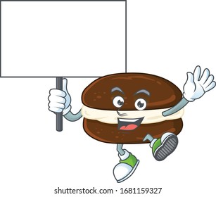 Sweet whoopie pies cartoon character bring a board