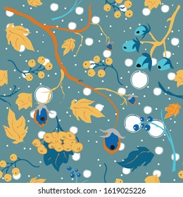 Sweet winter pattern with forest berries