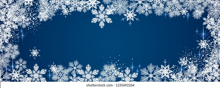 Sweet winter snowflakes full vector large banner