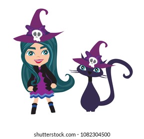 sweet witch with cat