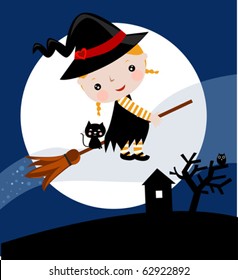 sweet witch on a broom
