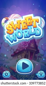 Sweet World Mobile Game User Interface GUI  Boot Loading Screen  For Video Web Design