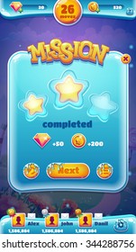 Sweet World Mobile Game User Interface GUI Mission Completed