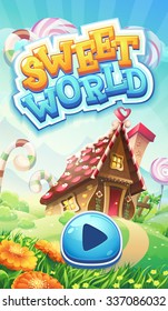 Sweet world mobile GUI pack loading screen for web video game or design