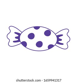 sweet wrapped candy icon design white background vector illustration line style