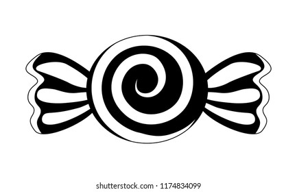 sweet wrapped candy on white background