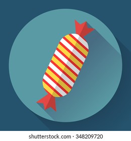 Sweet xmas candy icon. Flat designed style