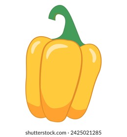Sweet yellow bell pepper cartoon .Pepper paprika.Ripe harvest.Isolated on white background. artoon vector illustration.Culinary spice.