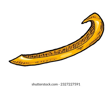Sweet yellow bell pepper slice. Vintage vector engraving color illustration. Isolated on white background. Hand drawn design