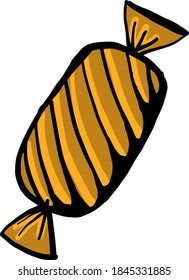 Sweet yellow candy, illustration, vector on white background