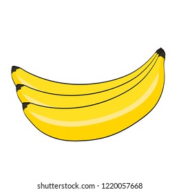 Sweet yellow cartoon banana on white, stock vector illustration