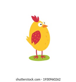 Sweet yellow Easter chicken in anticipation of Easter. Vector.