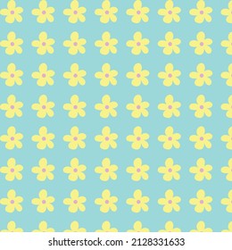 sweet yellow flowers pattern on green background