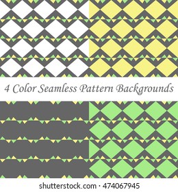 Sweet yellow green and black color triangle in zigzag line and diamond shapes seamless pattern background.