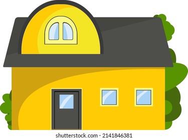 Sweet yellow home, illustration, vector on a white background.