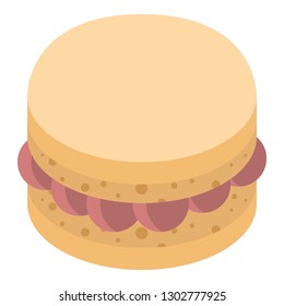 Sweet yellow macaroon icon. Isometric of sweet yellow macaroon vector icon for web design isolated on white background