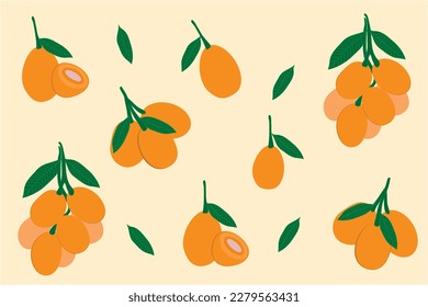 Sweet Yellow Marian Plum. Fruit pattern. Summer fruit. Yellow fruit, for fabric or rapping.