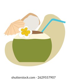 sweet young coconut fruit in playful. tropical coconut 