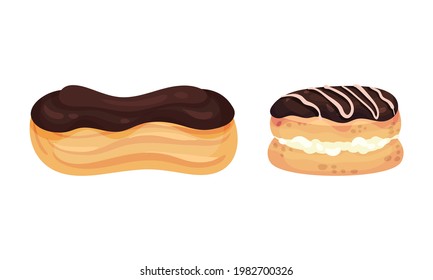 Sweet and Yummy Creamy Eclair Dessert Vector Set