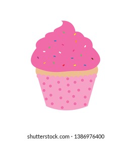 Sweet yummy cupcake, creamy cake, vector illustration