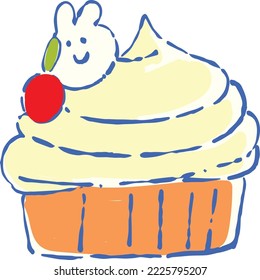 Sweet yummy cupcake, creamy cake, vector ilustration